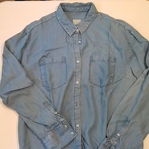 A. New. Day. Blue button down shirt